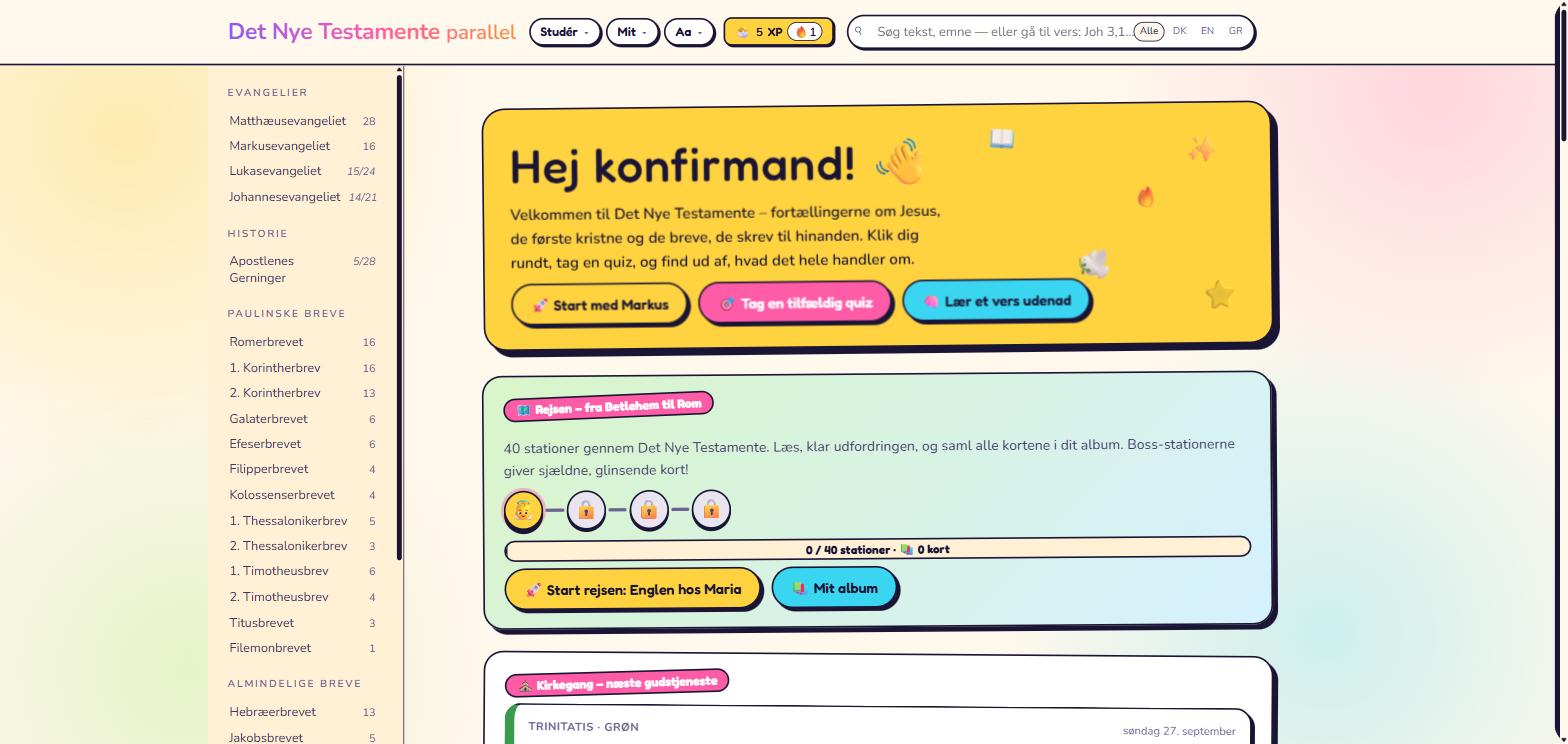 Skærmbillede af konfirmandudgaven